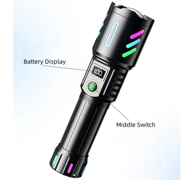 Ліхтар NIGHT VISION FLUORESCENCE 1143-WHITE LASER LED PM10-TG, 1x18650, Power bank, ЗУ Type-C, zoom