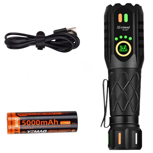 Ліхтар ручний YEMAO YM-G217, 2000LM, акумулятор 21700 (5000 mAh)