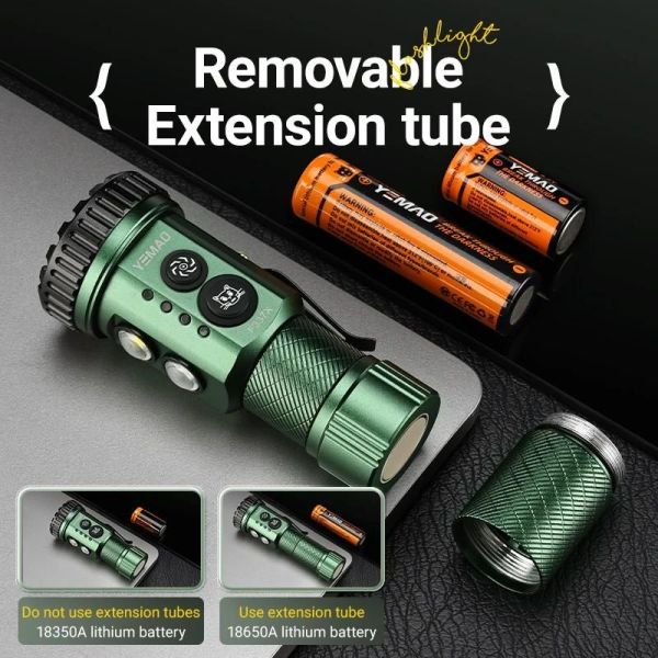 Тактичний ліхтар YEMAO YM-F337  3500LM 3500LM, акумулятори 18650 + 18350 (3200 + 1500 mAh), ультрафіолетовий