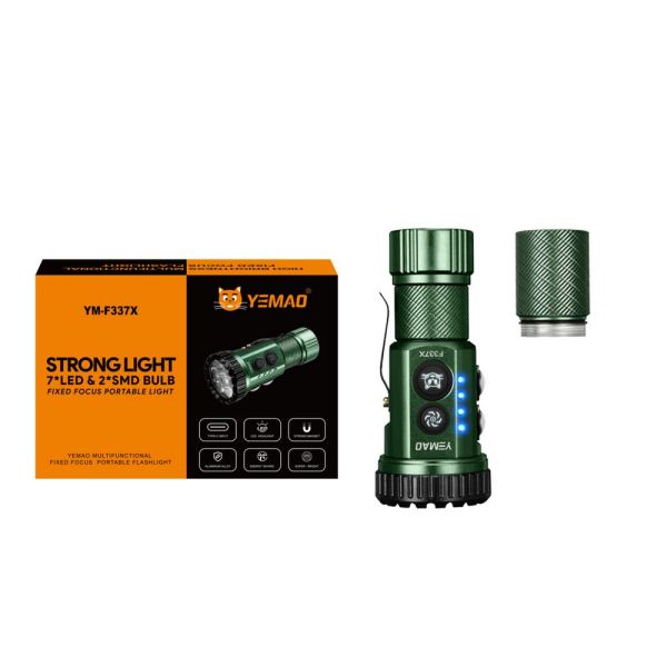 Тактичний ліхтар YEMAO YM-F337  3500LM 3500LM, акумулятори 18650 + 18350 (3200 + 1500 mAh), ультрафіолетовий