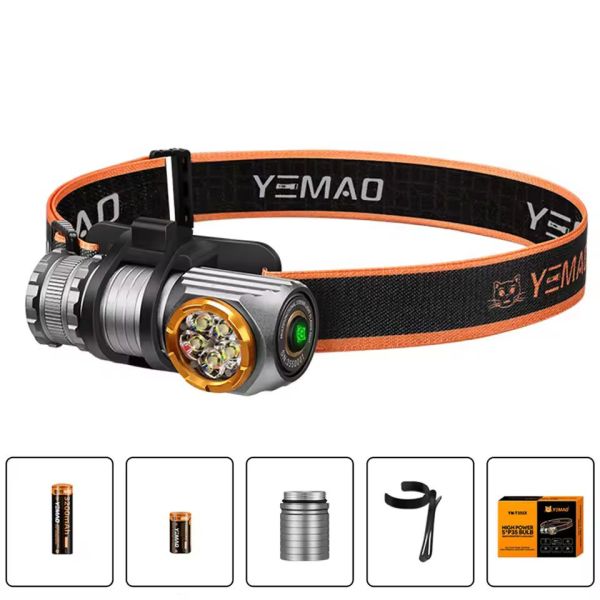 Налобний ліхтар YEMAO YM-T355X, 2000 LM, акумулятори 18650 + 18350 (3200 + 1500 mAh), з червоним світлом