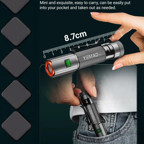 Тактичний ліхтарик YEMAO YM-M52, 1500LM, акумулятори 2x14500 (2x1200 mAh)