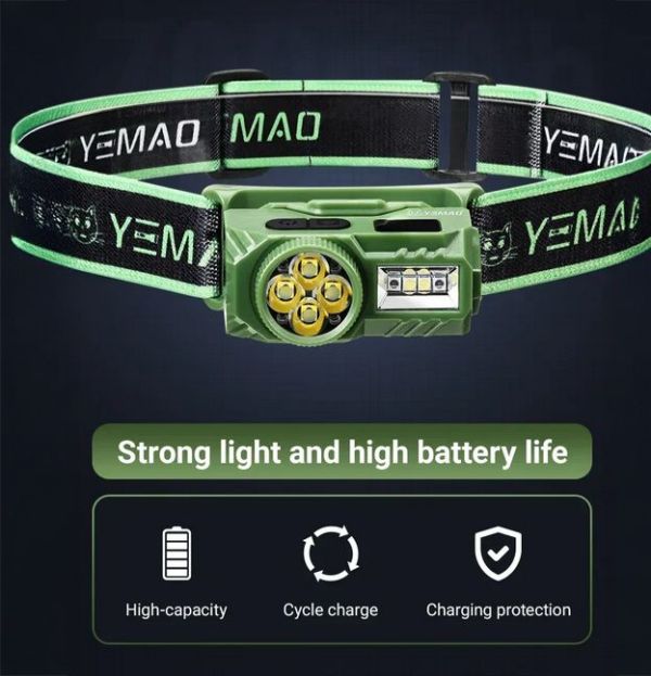 Налобний ліхтар YEMAO YM-T614 — 380 лм, акумулятор 700 мА·год, з червоним світлом