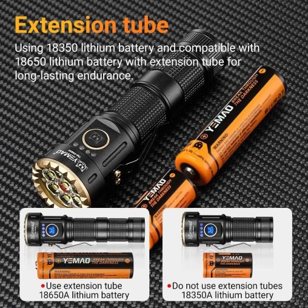 Ліхтар тактичний YEMAO YM-F883X, 3000LM, акумулятори 18650 + 18350 (3200 + 1500 mAh)
