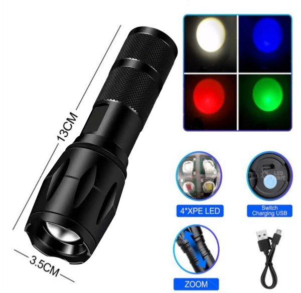 Ліхтар X10-4XPE LED(WHITE+RED+BLUE+GREEN)