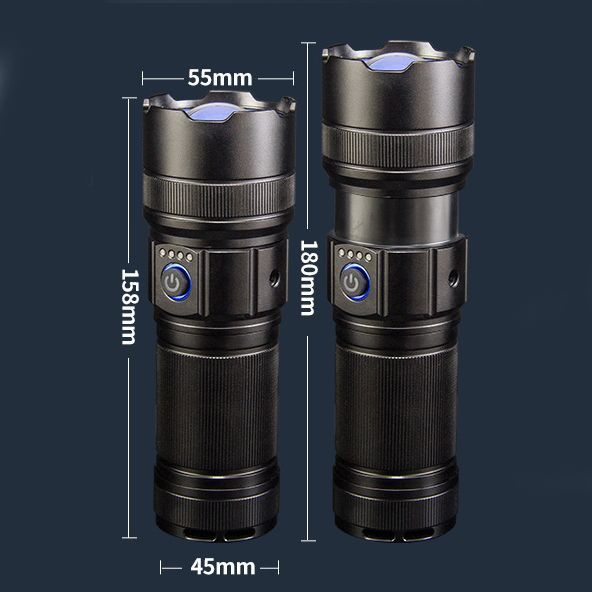 Ліхтар AK180 WHITE LASER LED PM30-TG, 1х38650, Power Bank, ЗУ Type-C, zoom, 5 фільтрів