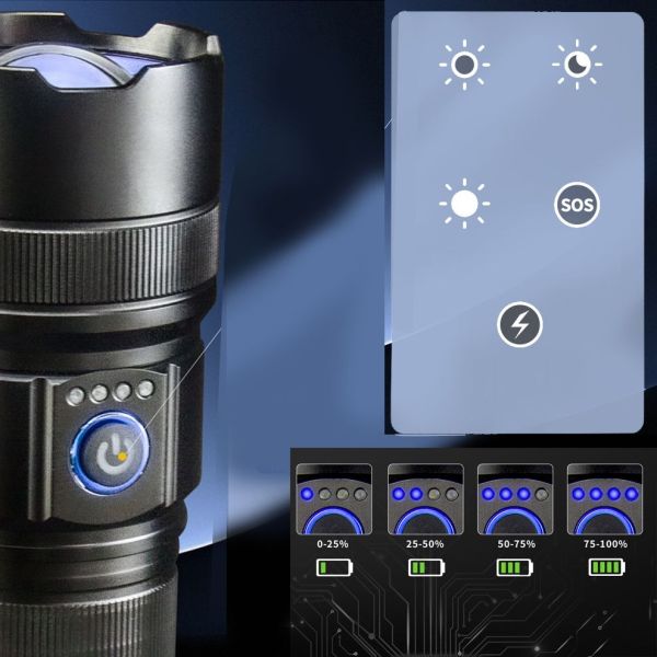 Ліхтар AK180 WHITE LASER LED PM30-TG, 1х38650, Power Bank, ЗУ Type-C, zoom, 5 фільтрів