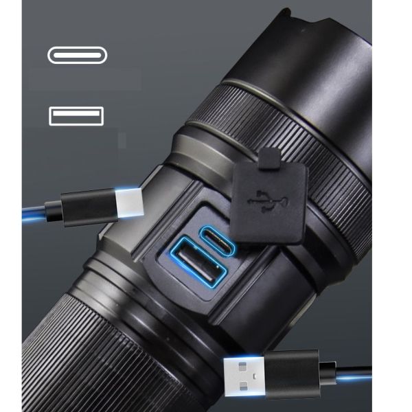 Ліхтар AK180 WHITE LASER LED PM30-TG, 1х38650, Power Bank, ЗУ Type-C, zoom, 5 фільтрів