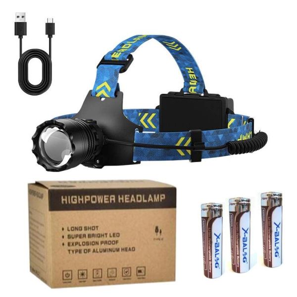 Ліхтар налобний BL-25CC-P360, 3x18650, Power Bank, ЗУ Type-C