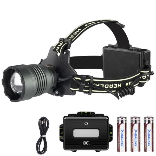 Ліхтар налобний BL-H2-TG-60W, Motion Sensor, 3x18650, Power Bank, ЗП Type-C, zoom, Box