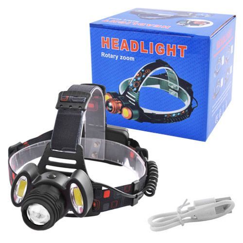 Ліхтар налобний Police 2117-T6+2COB, 2x18650, zoom, ЗУ microUSB