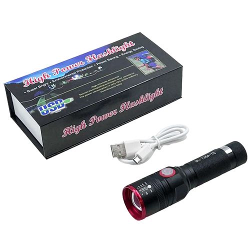 Ліхтар Bailong BL-736A-T6, 1х18650, затискач, zoom, ЗУ microUSB
