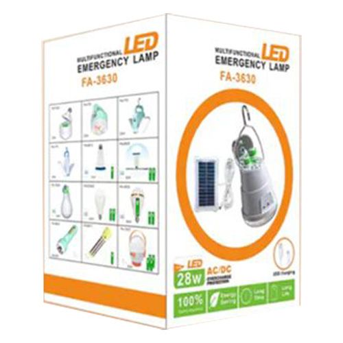 Світлодіодна LED лампочка з акумулятором FA-3630, 28W, E27, 2x18650, сонячна панель, гачок, ЗУ microUSB