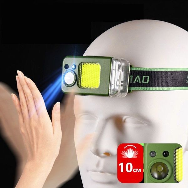 Ліхтар налобний MULTIFUNCTIONAL YM-T618-LED+COB, Li-Ion акумулятор, запальничка, ЗУ Type-C