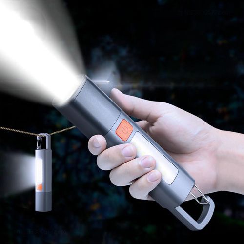 Ліхтар 81002-XPE+7SMD, Li-Ion акум, Super Bright, Telescoping zoom, Strong power, З/У Type-C, карабін-кемпінг