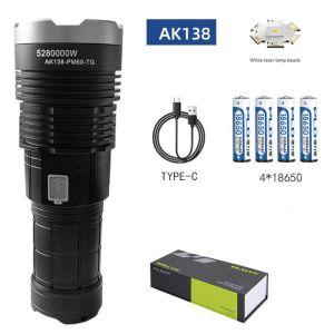 Ліхтар AK138 WHITE LASER LED PM60-TG, 4х18650, power bank, індикація заряду, ЗУ Type-C