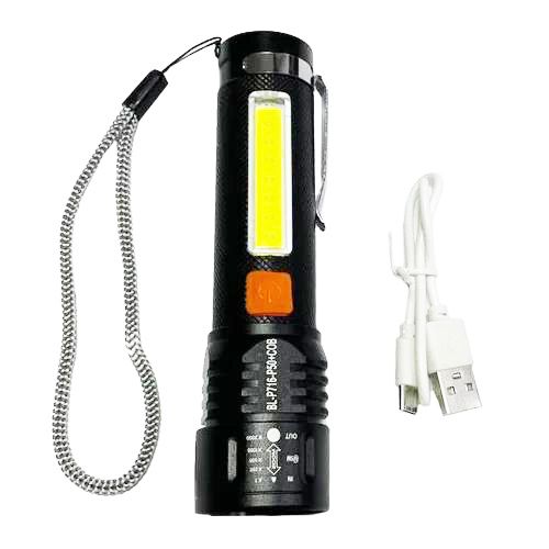 Ліхтар Bailong BL-P716-P50+COB (white+red), Li-Ion акумулятор, zoom, ЗУ Type-C