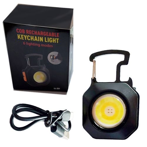 Ліхтар брелок LL-201-COB(white+yellow+red), Li-Ion акумулятор, магніт, карабін, викрутка, ЗУ Type-C