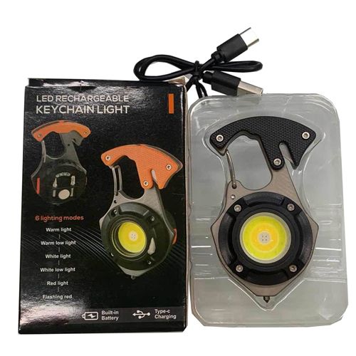 Ліхтар Брелок X-BALOG W5143-COB(white+yellow+red), multitool, Li-Ion акум., магніт, карабін, вукрутка, ЗП Type-C