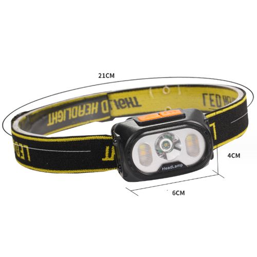 Ліхтарик на чоло Bailong 2303-XPE+4SMD(yellow+red), Motion Sensor, Li-Ion акум., ЗУ Type-C