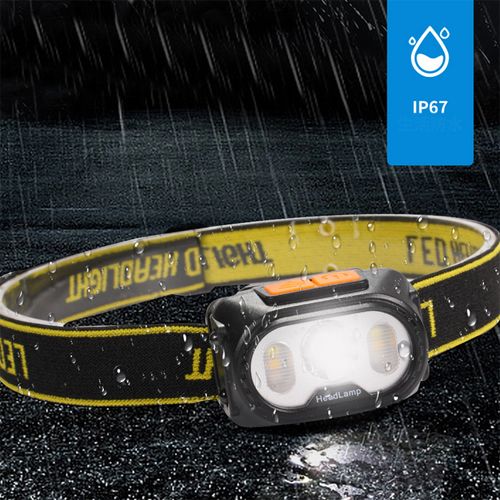 Ліхтарик на чоло Bailong 2303-XPE+4SMD(yellow+red), Motion Sensor, Li-Ion акум., ЗУ Type-C