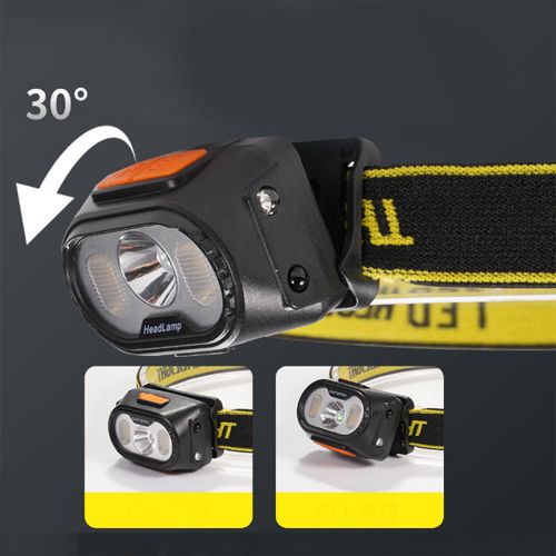 Ліхтарик на чоло Bailong 2303-XPE+4SMD(yellow+red), Motion Sensor, Li-Ion акум., ЗУ Type-C