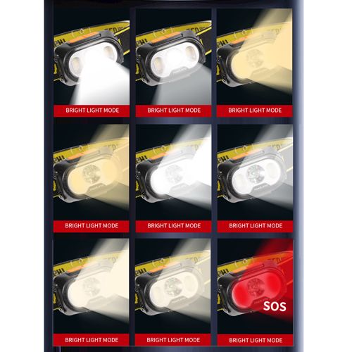 Ліхтарик на чоло Bailong 2303-XPE+4SMD(yellow+red), Motion Sensor, Li-Ion акум., ЗУ Type-C