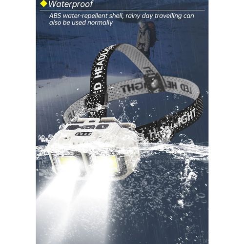 Ліхтарик на чоло HX-816-2COB(white+red), Waterproof, 1x18650, ЗУ Type-C