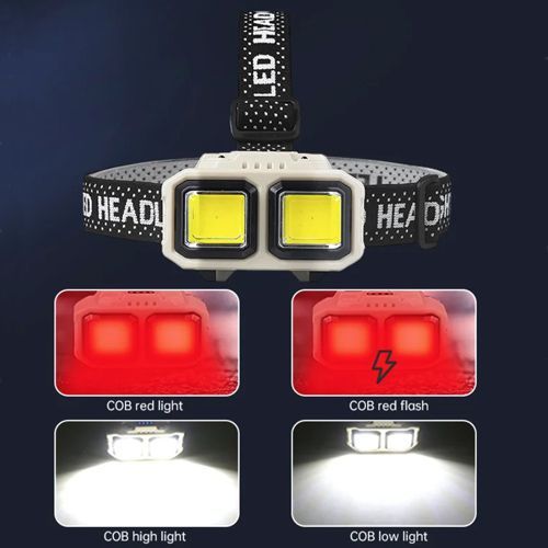 Ліхтарик на чоло HX-816-2COB(white+red), Waterproof, 1x18650, ЗУ Type-C