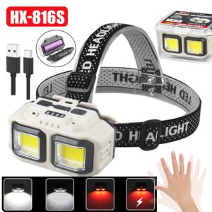 Ліхтар налобний HX-816S-2COB(white+red)
