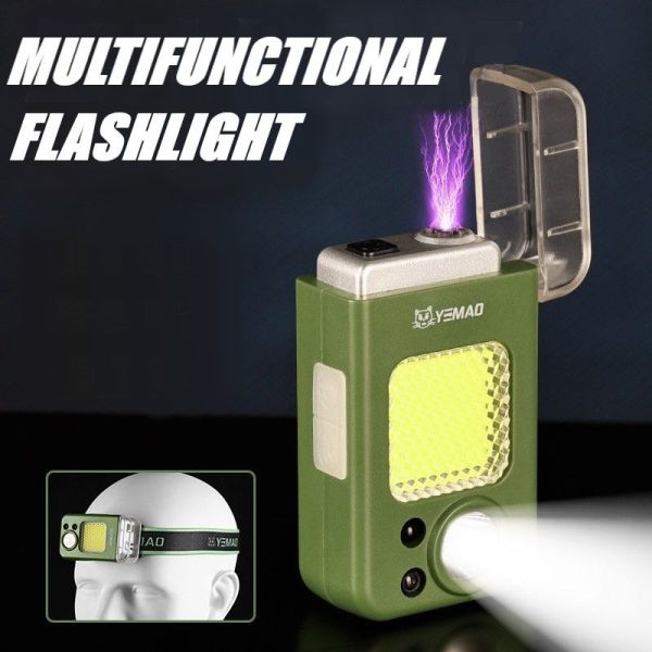 Ліхтар налобний MULTIFUNCTIONAL YM-T618-LED+COB, Li-Ion акумулятор, запальничка, ЗУ Type-C