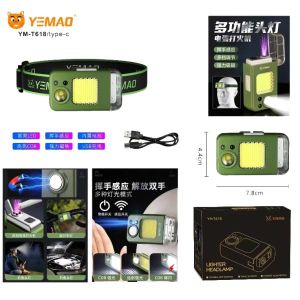 Ліхтар налобний MULTIFUNCTIONAL YM-T618-LED+COB, Li-Ion акумулятор, запальничка
