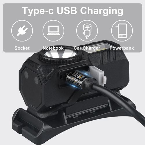 Ліхтар налобний T131-XPE+3SMD(red+green+blue+UV), Motion Sensor, Li-Ion акумулятор, магніт, кліпса, ЗУ Type-C