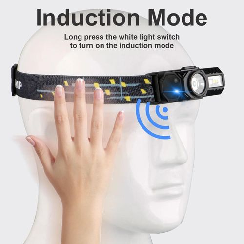 Ліхтар налобний T131-XPE+3SMD(red+green+blue+UV), Motion Sensor, Li-Ion акумулятор, магніт, кліпса, ЗУ Type-C