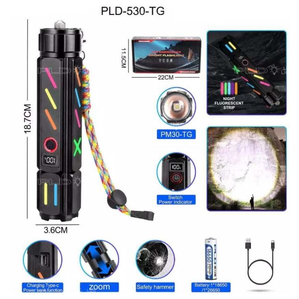 Ліхтар NIGHT VISION FLUORESCENCE 530 WHITE LASER LED PM30-TG, Power Bank, 1x18650, ЗП Type-C, zoom