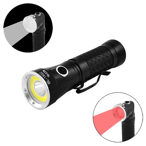Ліхтар Poliсe 1822-T6+COB (White+Red), ЗУ 220V/12V, 1x18650/3xAAA, магніт, поворот на 90º, Box