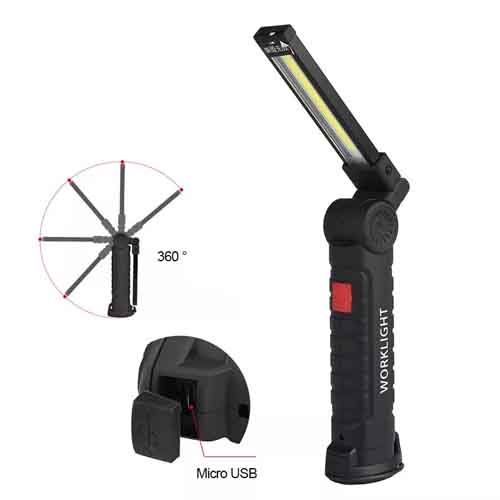 Ліхтарик туристичний WORKLIGHT W51-SMD+COB (white+red), Li-Ion аккум., поворот180º+180º, магнит