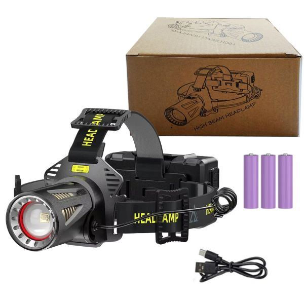 Ліхтар налобний H610-WHITE LASER LED PM50-TG, Motion Sensor, 3x18650, power bank, ЗУ Type-C