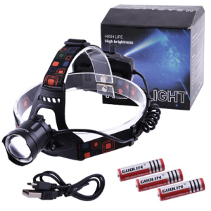 Ліхтар налобний XQ-219-HP50, ЗУ microUSB, 3x18650, signal light