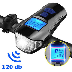 Велосипедний сигнал + спідометр + велофара XA-585-T6+2LED