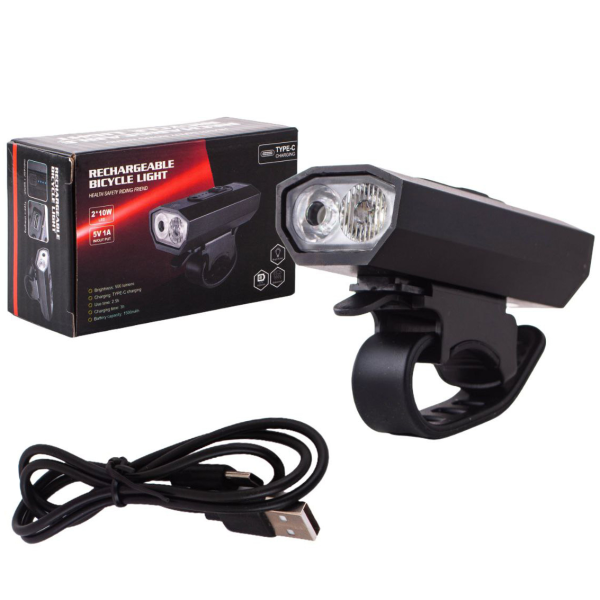 Велоліхтар BK-08/01 Pro-2XPE, ALUMINUM, індикація заряду, Waterproof, ЗУ Type-C