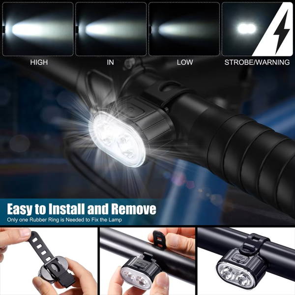 Велоліхтар зі стопом ZH-078-2LED, waterproof, ЗУ microUSB