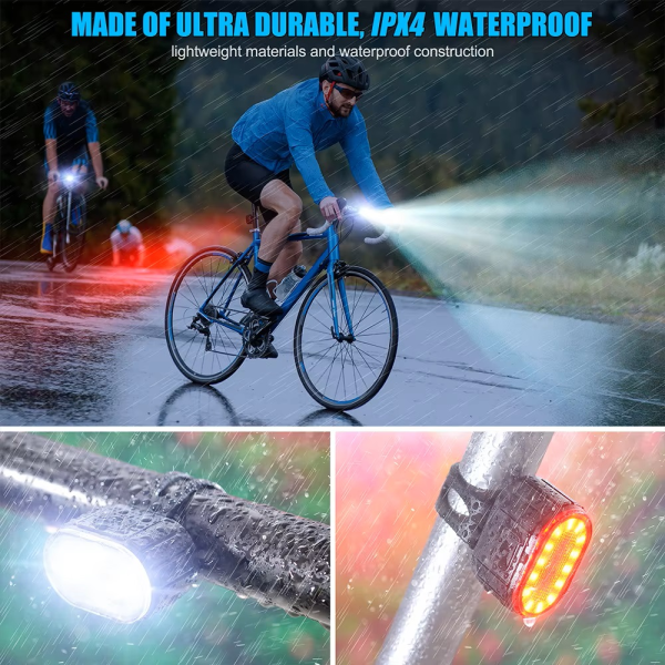 Велоліхтар зі стопом ZH-078-2LED, waterproof, ЗУ microUSB
