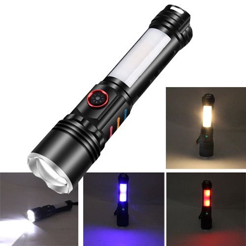 Ліхтар Police FLUORESCENCE PLD-2307 WHITE LASER LED PM10-TG+COB(red+blue+yellow), Motion Sensor Li-Ion акумулятор, power bank, ЗУ Type-C, zoom