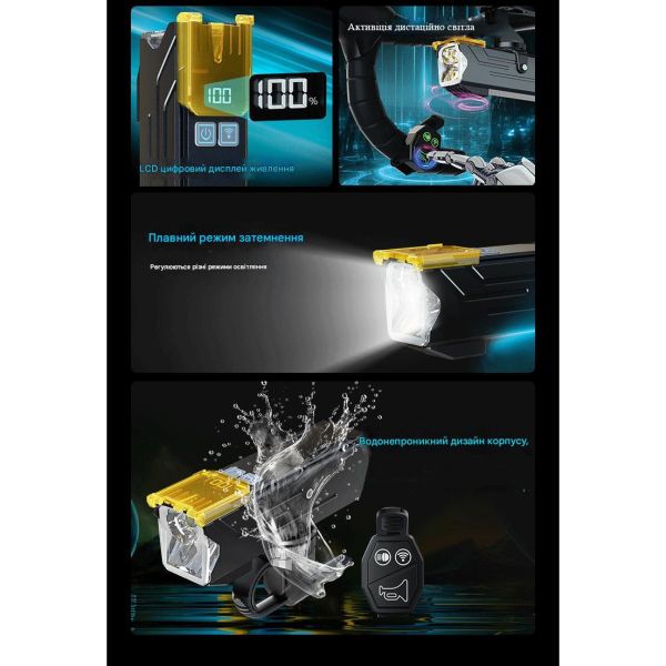 Велофара потужна Q03L, 800LM, Li-Ion акумулятор, ЗУ Type-C