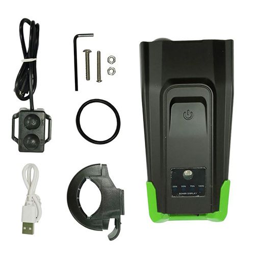 Велодзвінок + фара BK-1718-2T6, кнопка винесення, 2x18650, ЗУ micro USB