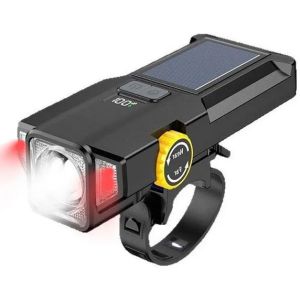 Велофара X17-30W+2LED(red), сонячна батарея, IP65, Li-Ion акумулятор, ЗУ Type-C