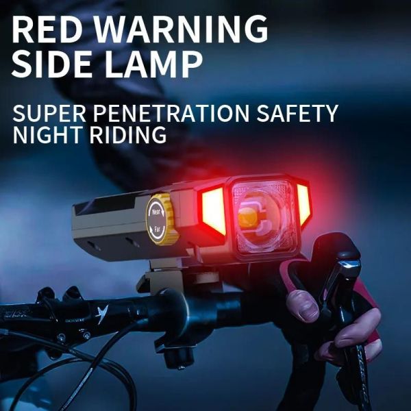 Велофара X17-30W+2LED(red), сонячна батарея, IP65, Li-Ion акумулятор, ЗУ Type-C