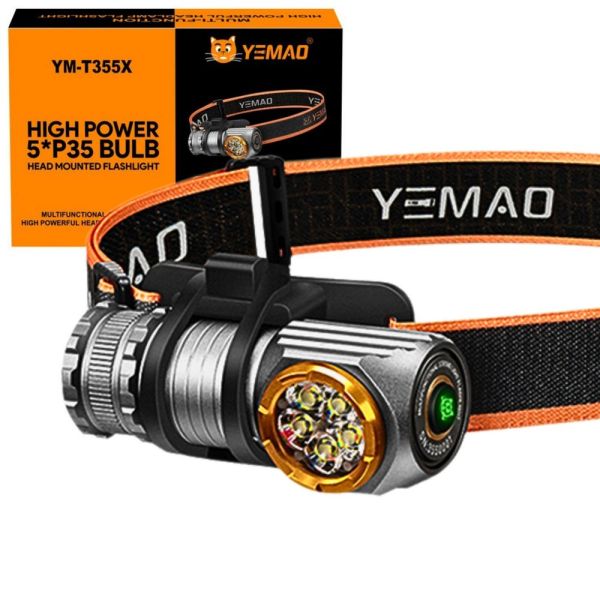 Налобний ліхтар YEMAO YM-T355X, 2000 LM, акумулятори 18650 + 18350 (3200 + 1500 mAh), з червоним світлом