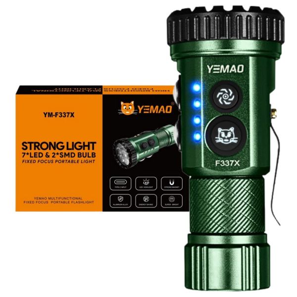 Тактичний ліхтар YEMAO YM-F337  3500LM 3500LM, акумулятори 18650 + 18350 (3200 + 1500 mAh), ультрафіолетовий